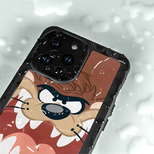 Looney Tunes Tasmanian Devil Up Close iPhone 15 Pro Waterproof Case
